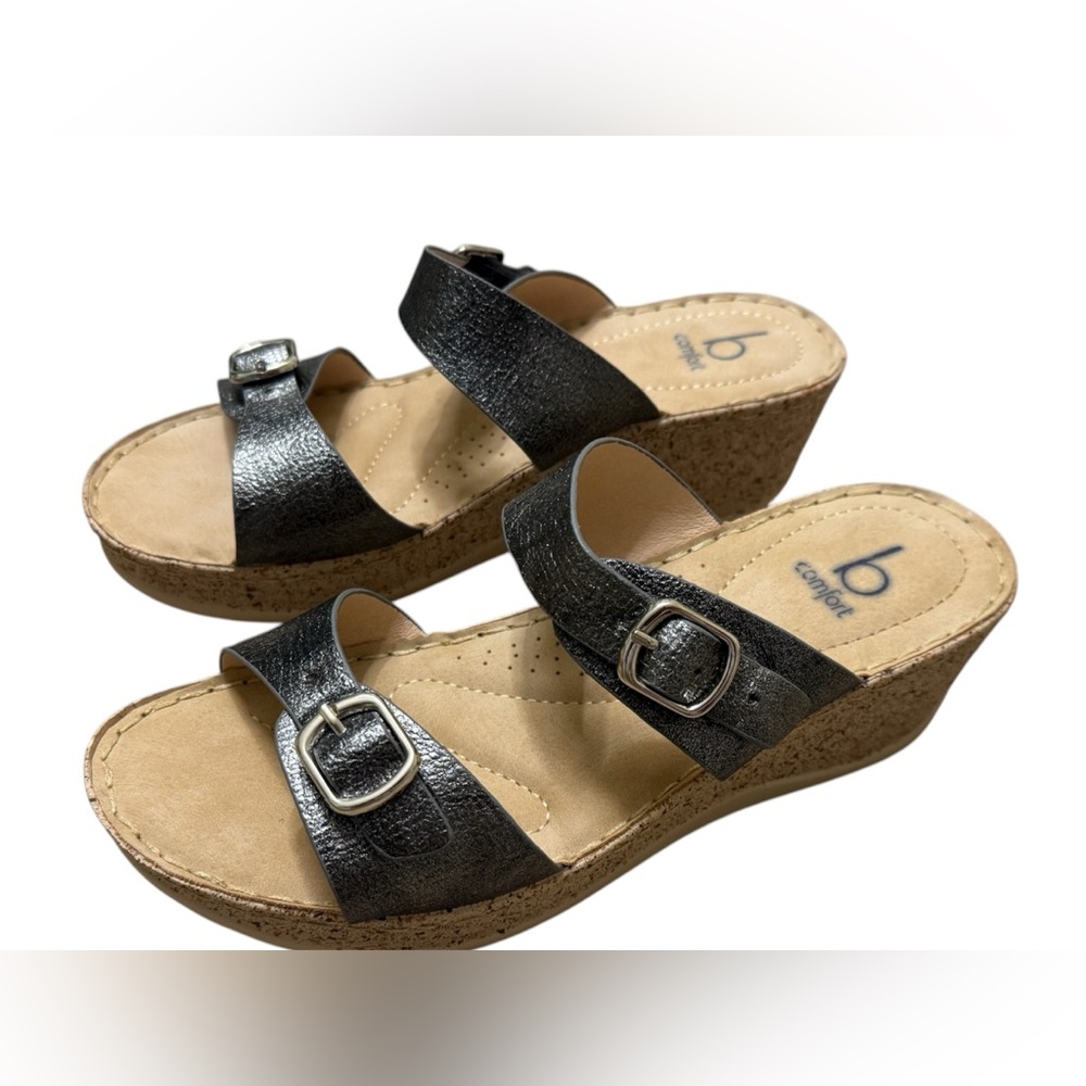 b Comfort Metallic Wedge Sandals